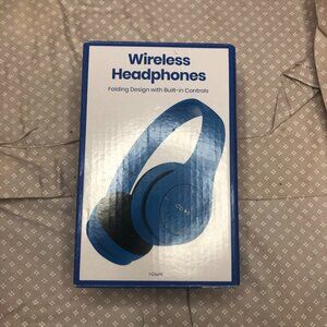 Blue Wireless Folding Headphones